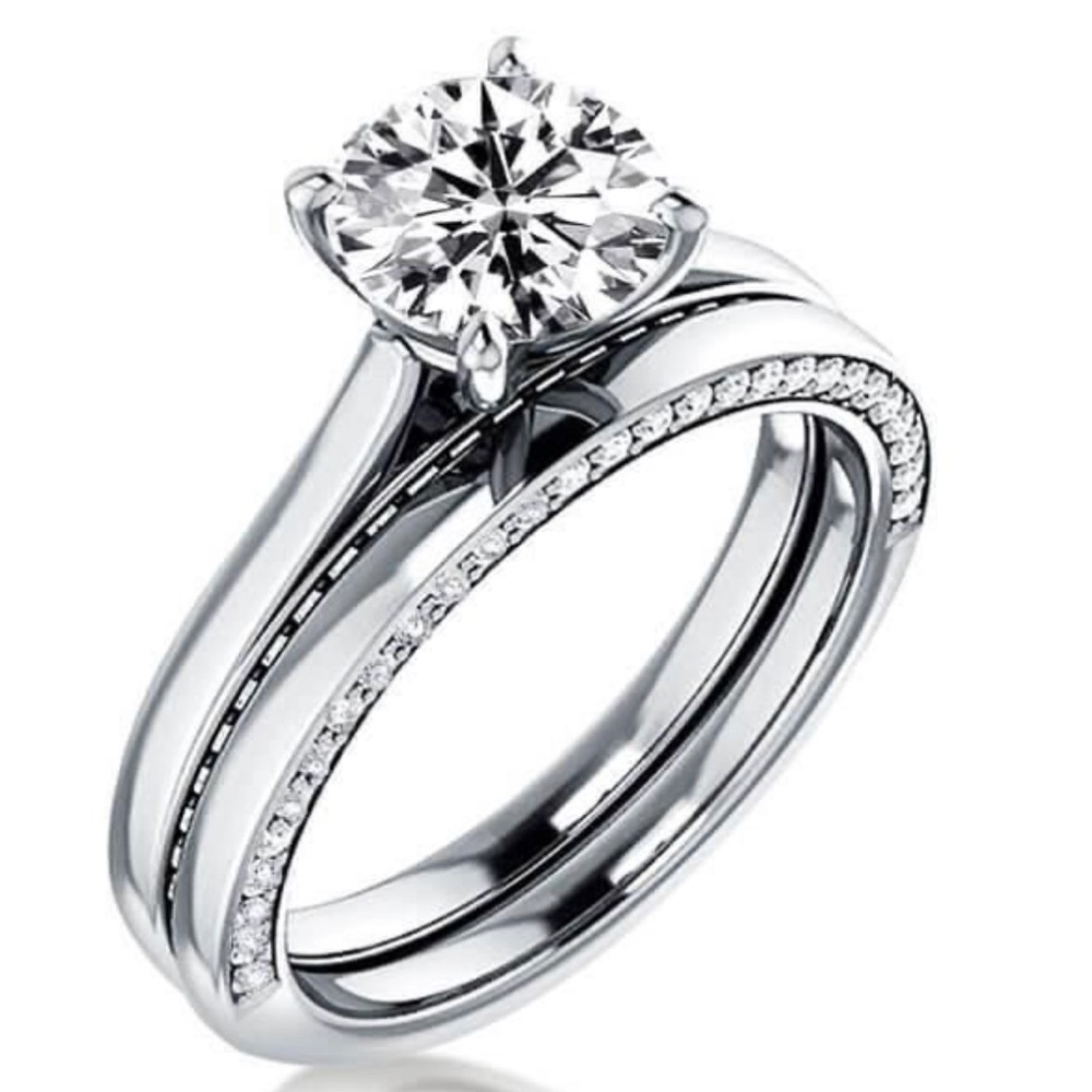 Italo Solitaire Engagement Rings Sets In Sterling Silver